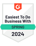 G2 Easiest to Do Business With badge for Spring 2024