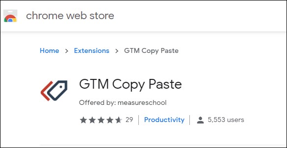 GTM Copy Paste extension