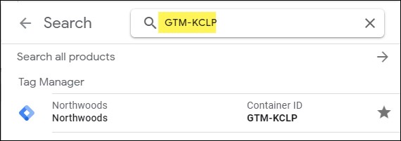 How to search for your GTM container ID example