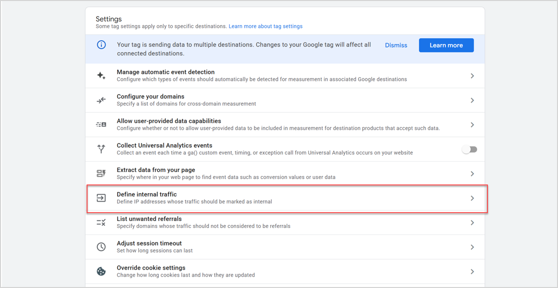 Define internal traffic in GA4