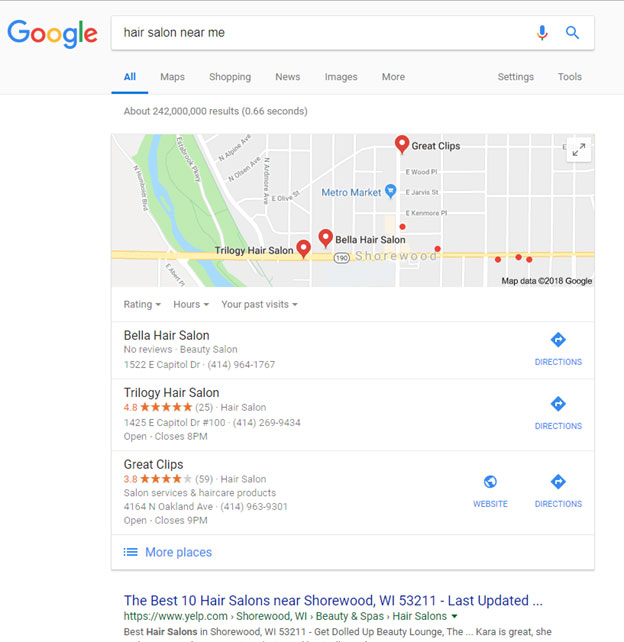 navigational search intent serp