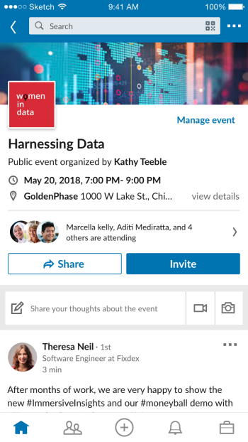 Harnessing Data mobile screen grab of there Linkedin event