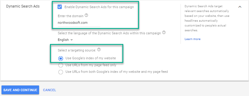 Dynamic Search Ads