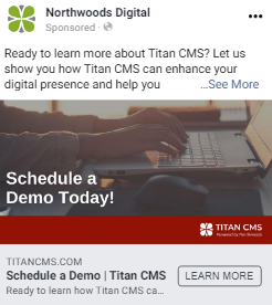 Titan CMS remarketing ad that asks viewers to schedule a demo