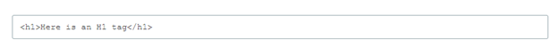 Showing an example of using an H1 tag