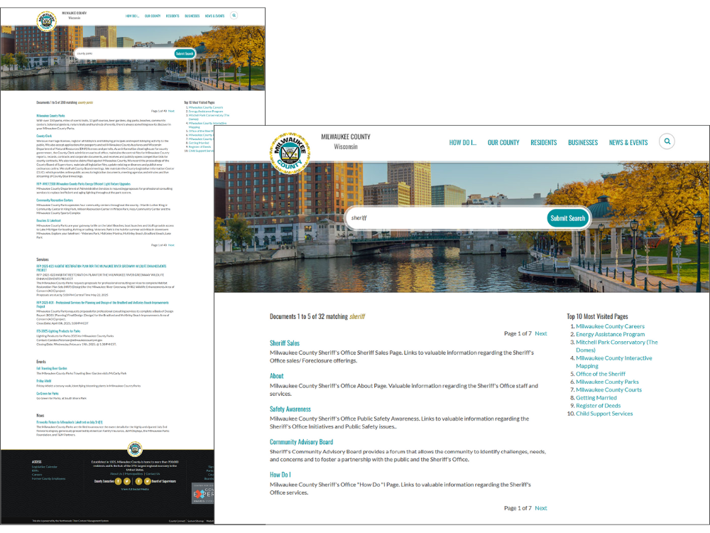 Smart Search featured on the Milwaukee County website