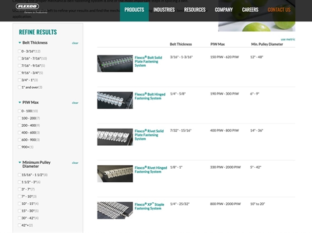Image of a data site from Northwoods' client Flexco website.