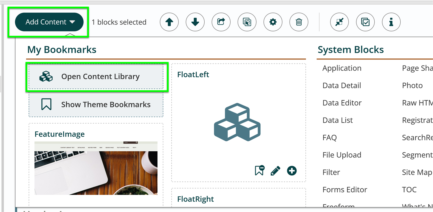open the content library