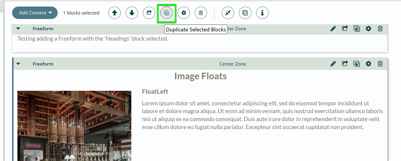 Duplicate block option