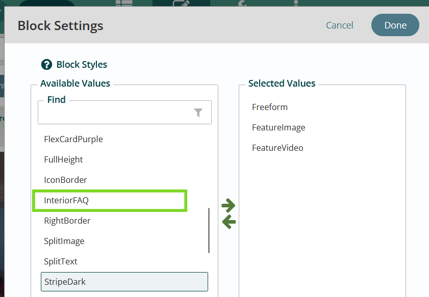 Block attributes