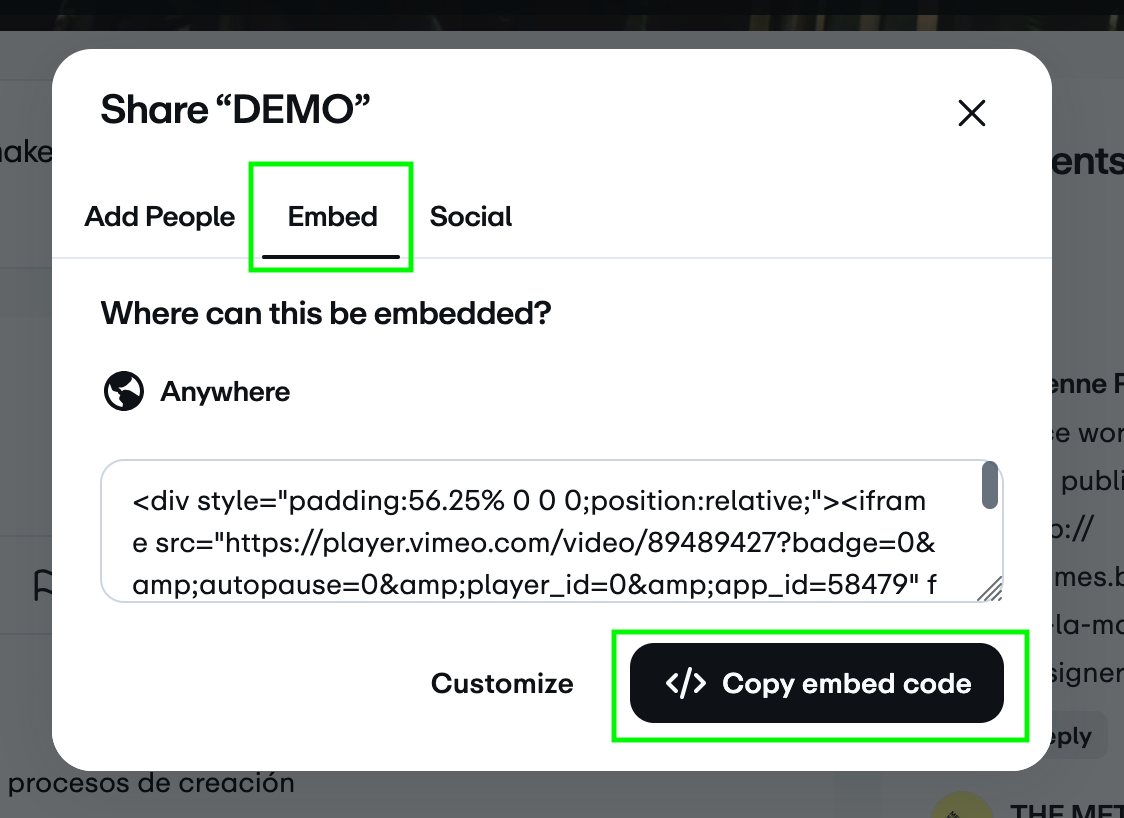 vimeo embed code