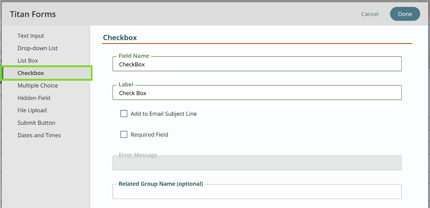 Check Box Field