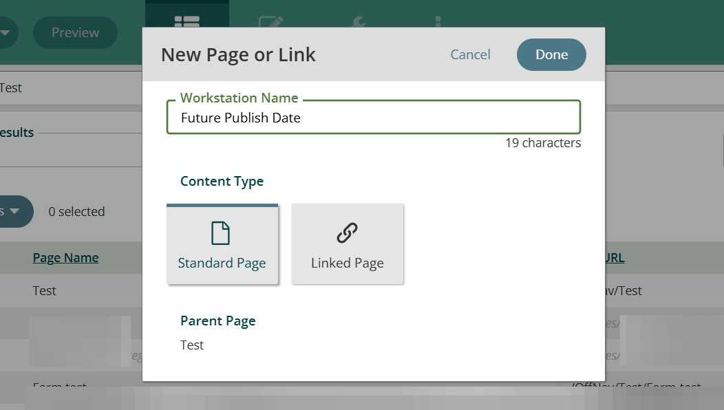 A new page being created