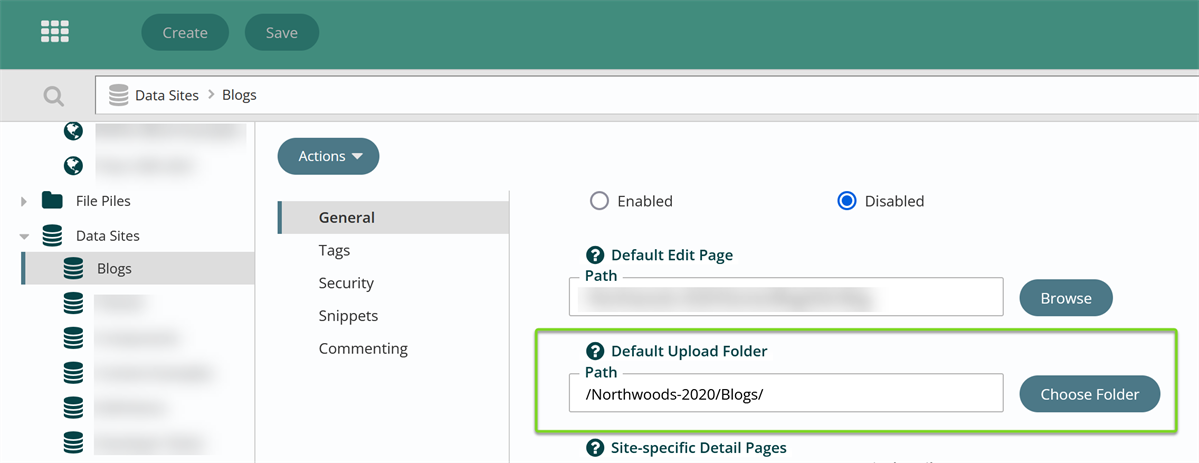 default folder for data nodes