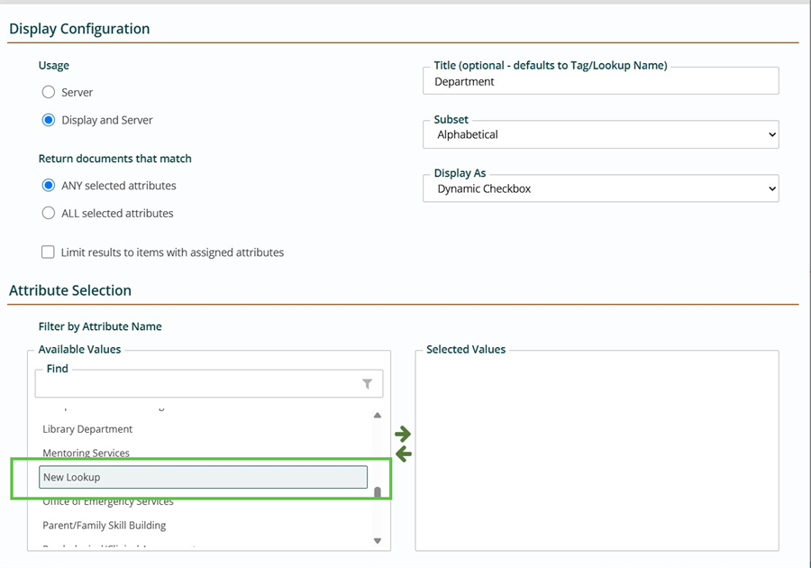 Your new lookup in a filter