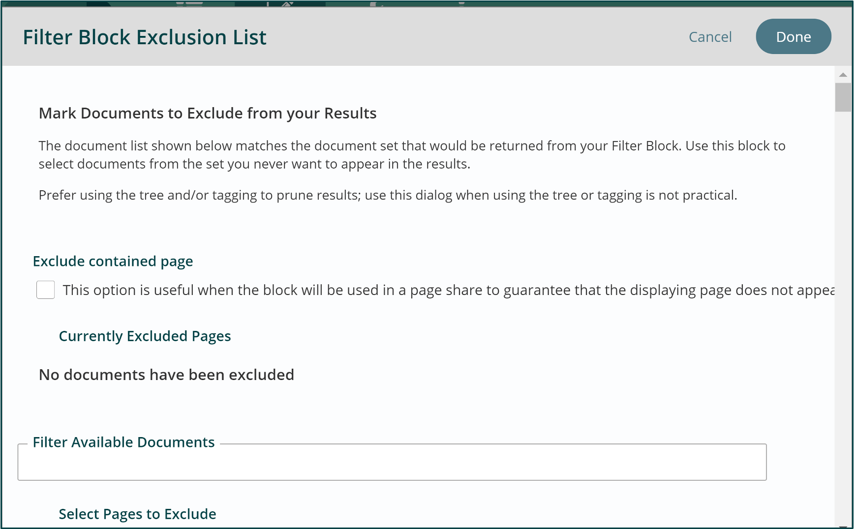 filter block exclusion list