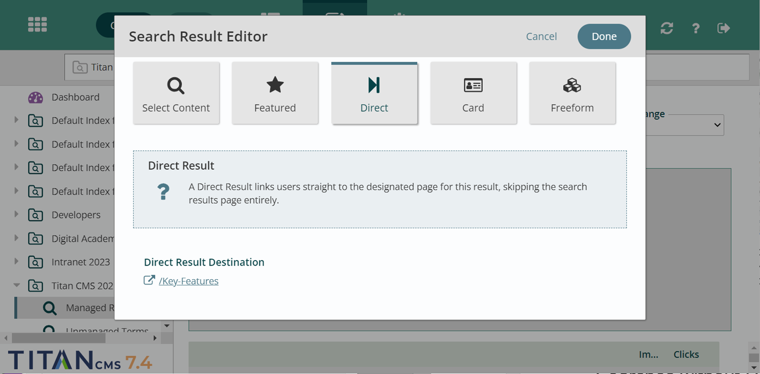 direct results editor