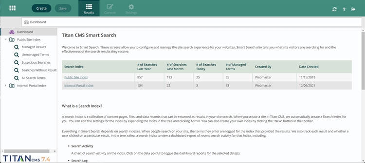 Workstation Smart Search Interface with Public Site Index View Expanded