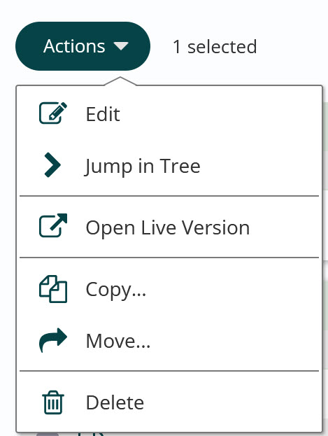 actions button menu