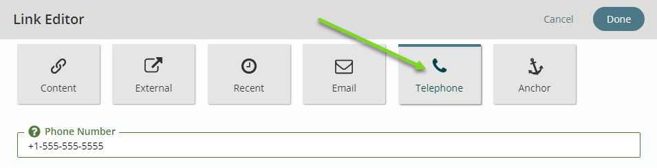 link to a phone number
