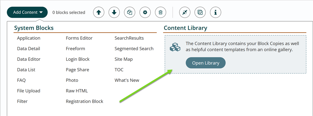 open the content library